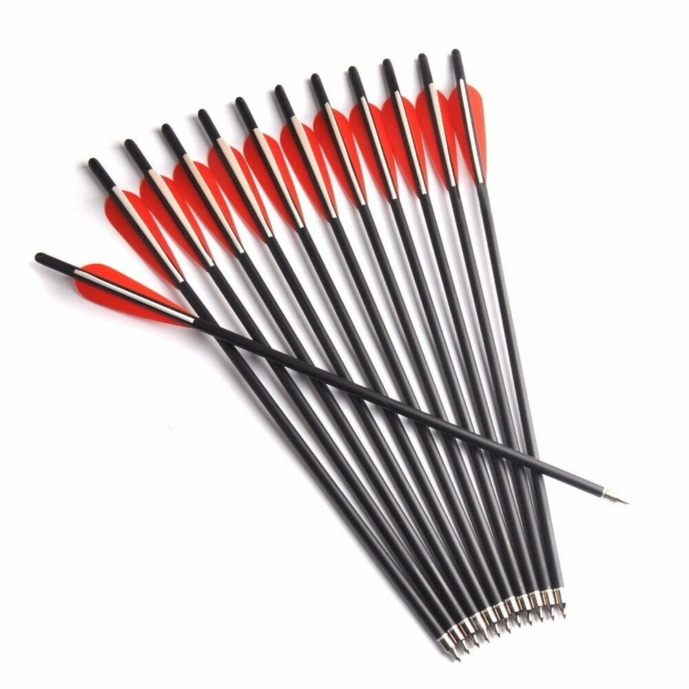 12Pcs 20inch Diameter 8.8mm Plastic Feather Carbon Arrows Fit Hunting Sporting 