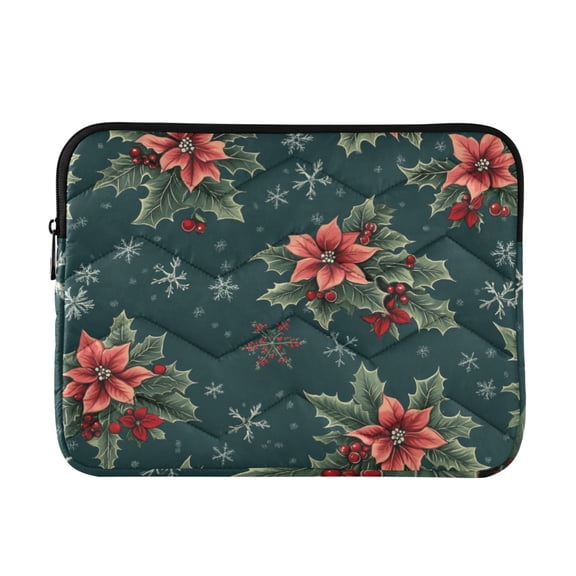 FORMRS 13-13.3 inch Laptop Sleeve Case Soft Carrying Quilted Computer Bag Cover, Floral Christmas