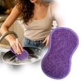 thumbnail image 2 of Non Scratch Microfiber Scrub Pad, Torqee Reusable Kitchen Sponge, Washable Dish Scrubber, for Pot Washing, Stove Wiping and Table Surface Cleaning, Violet, 2 of 4