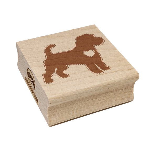 Rough Coated Jack Russell Terrier Parson Dog with Heart Square Rubber Stamp Stamping Scrapbooking Crafting - Small 1.25in