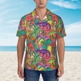 thumbnail image 2 of Fuzoiu Colorful Dinosaur Print Hawaiian Shirt for Men, Summer Beach Casual Short Sleeve Button Down Shirts, Men’s Beach Summer Shirts with Pocket,3X-Large, 2 of 7