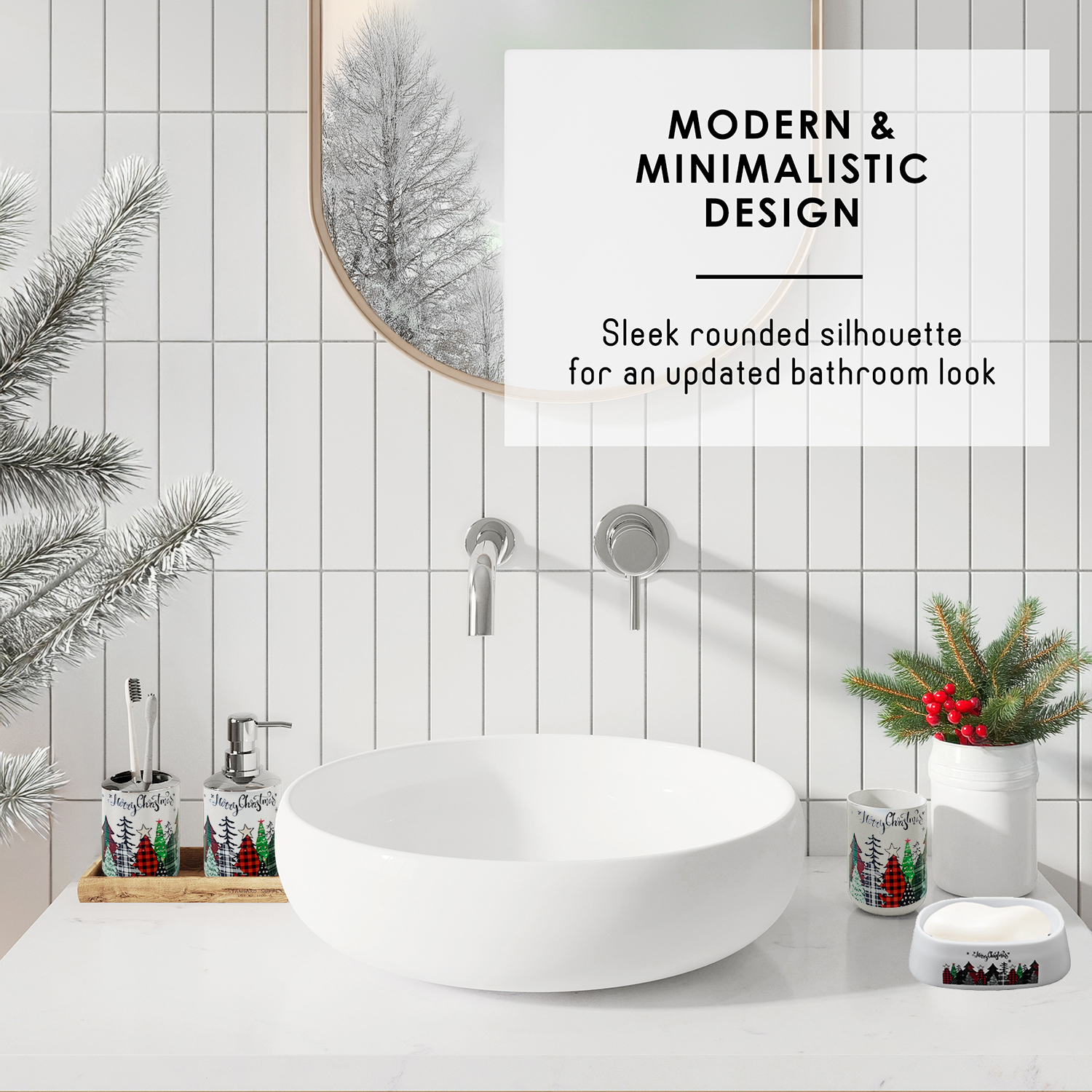 Hearth & Harbor 23 Piece Bathroom Accessories Set, Christmas Bathroom Decor Set with Bathroom Rugs
