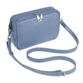 thumbnail image 1 of Bandolera con piel auténtica para mujer, gris y azul, 1 of 8