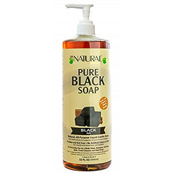 Dr. Natural Pure Black Soap with Vitamin E and Shea Butter, 32 Oz.