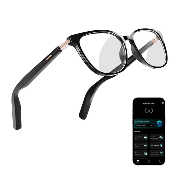 KWENRUN AI Smart Glasses for Men Women, Bluetooth Glasses with Real-Time Translation Photochromic Lens, Hands-Free Calling Voice Assistant