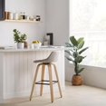 thumbnail image 2 of Bouclair Beige Fabric and Natural Wood Stool, 2 of 6