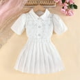 thumbnail image 4 of Purcolt Girl's Summer 2 Piece Sets Comfortable Boho Chic Floral Eyelet Collared Button Up Shirts and Pleated Skirt Cute Outfit for Beach Vacation School, 4 of 8