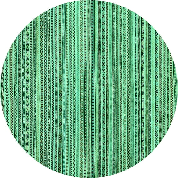 Ahgly Company Indoor Round Abstract Turquoise Blue Modern Area Rugs, 7' Round