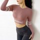 thumbnail image 3 of Cloud Hide-Camiseta de Yoga para mujer, Top deportivo Sexy para gimnasio, Top corto sin mangas para correr, Blusa de manga larga, ropa deportiva de entrenamiento para invierno, 3 of 5