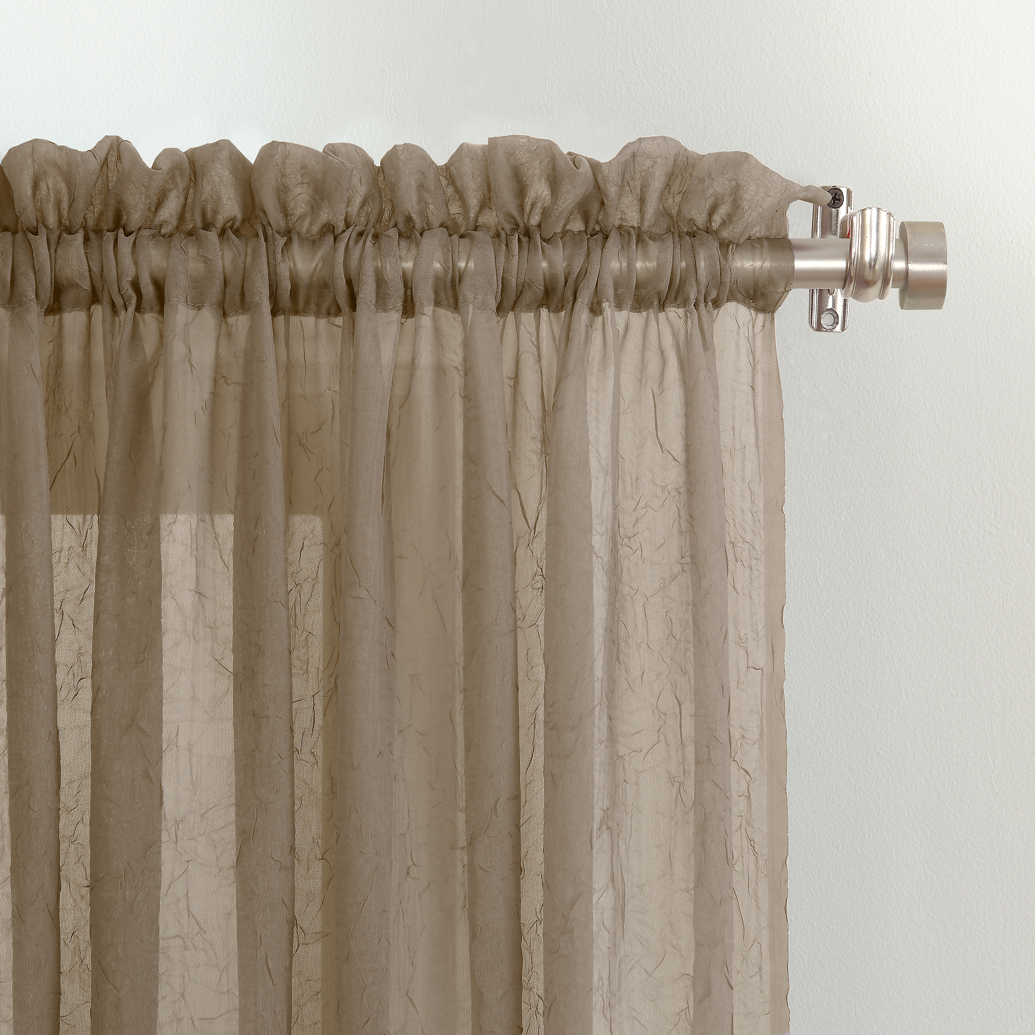 No. 918 Jillian Crushed Voile Sheer Curtain Panel, 51" x 84", Taupe photo 2