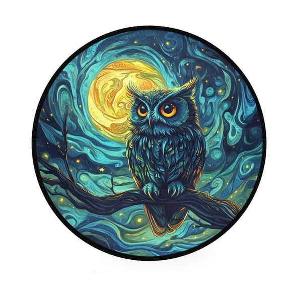 BZSMCE Round Decorative Floor Mat Moonlit Guardian Pattern 36.2IN
