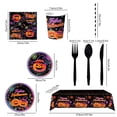thumbnail image 3 of Halloween Party Tableware Set, Disposable Paper Plates Cups and Napkins Kit, Spooky Holiday Table Decor for Festive Gatherings, 3 of 6
