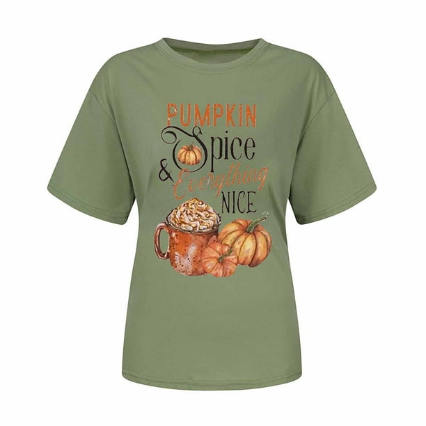 Blusa Informal Con Estampado de Acción de Gracias Para Mujer, Camiseta de Manga Corta Odeerbi ODB151274