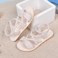 thumbnail image 6 of TOWED22 Girls Sandals Open Toe Summer Flats Dress Sandals Shoes Toddler/Little Kid/Big Kid White,8, 6 of 6
