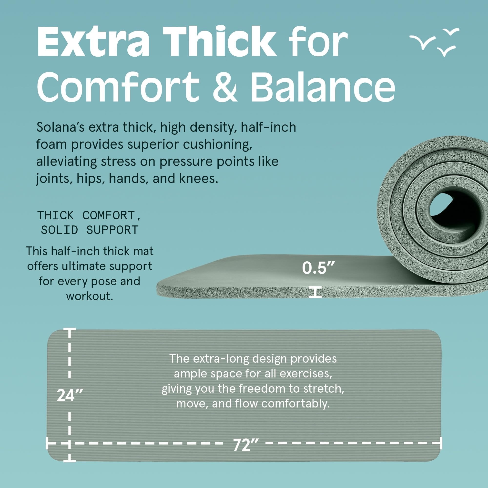 72"x24" Thick Non-Slip Yoga Mat BPA-Free Exercise Mat with Carrying Strap for Pilates & Fitness