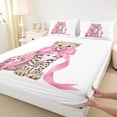 thumbnail image 3 of Homewish Boys Girls Kawaii Pink Ribbon Bow 4 Pieces Queen Sheet Sets,Animal Leopard Ultra Soft Flat Sheet,Cartoon Cheetah Queen Fitted Sheet,Breathable Home Decor, 3 of 7