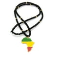 thumbnail image 2 of Pan Africa Continent Pendant w/6mm 30" Black Wood Bead Color Disc Necklace, GR/YEL/RD, Gold-Tone, 2 of 4