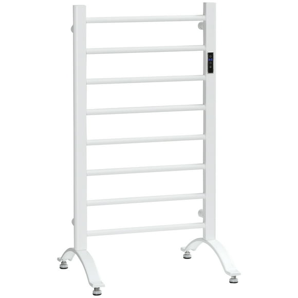 HOMCOM 8-Bar Wall Mounted & Free Standing Plug-in Electric Towel Warmer, White