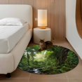 thumbnail image 2 of Round Rug 4Ft Washable Non-Slip, Green Forest Circle Area Rugs for Living Room Bedroom, Summer Botanical Watercolor Modern Art Indoor Floor Mats Carpet Runner for Home Decor Aesthetic, 2 of 8