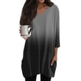 thumbnail image 2 of Duoif Shirts for Women, Womens Tunics to Wear with Leggings Summer 3/4 Length Sleeve V Neck Tshirts with Pockets Long Blouses Casual Ladies Tops and Blouses Black S, 2 of 7