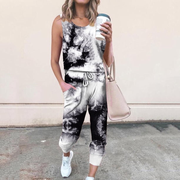 Puntoco Mujeres Sin Posicionamiento Cuello Redondo Tie-Dye Casual Sin Mangas Chaleco Traje Deportivo Liquidación Puntoco Puntoco-6884