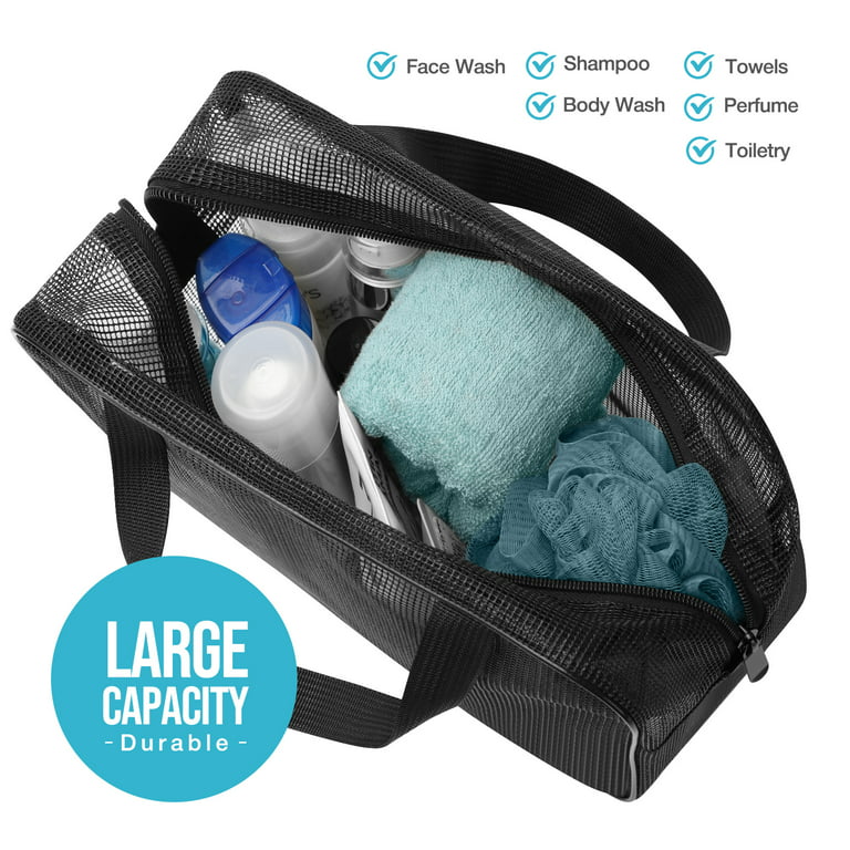 Moyad Mesh Shower Caddy Portable Toiletry Tote Gym Bag for College Blue  Large