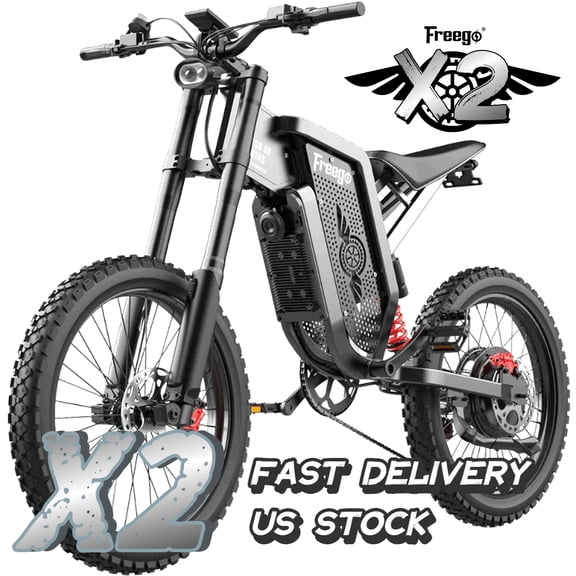 Freego X2 Electric Bicycle for Adults, Electric Bicycle for Teen 6000W Motor 1800wh Removable Battery, 50Mph/7Speed Electric Mountain Bicycle, 19" x2" Tire Full Suspension Full Hydraulic Brake