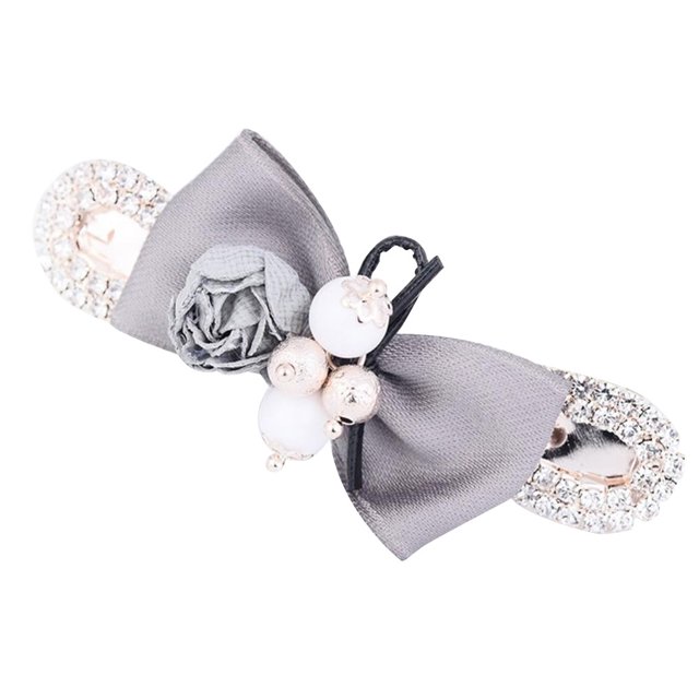 Accesorios para el cabello hermosos para mujer, joyería con diseño de flores y diamantes de imitación (gris)