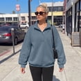 thumbnail image 5 of SUNBS Half Button Pullover Sweatshirt for Women Fall Oversized Casual Fleece Tops with Stand Collar, 5 of 9