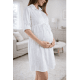 thumbnail image 5 of Vestido Maternidad Camisero Cómodo Elegante Vestido Embarazo Casual Oficina Manga Ajustable Color Blanco, 5 of 5