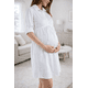 thumbnail image 5 of Vestido Maternidad Camisero Cómodo Elegante Vestido Embarazo Casual Oficina Manga Ajustable Color Blanco, 5 of 5