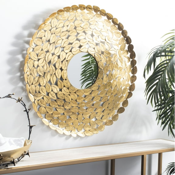 SAFAVIEH Bliss 30.5 in. Solid Round Mirror, Gold Foil