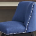 thumbnail image 7 of Newest 30" Swivel Bar Stools Set of 2, Dark Blue Linen Upholstery with High Back & Solid Wood Frame for Kitchen Island & Home Bar, 7 of 7