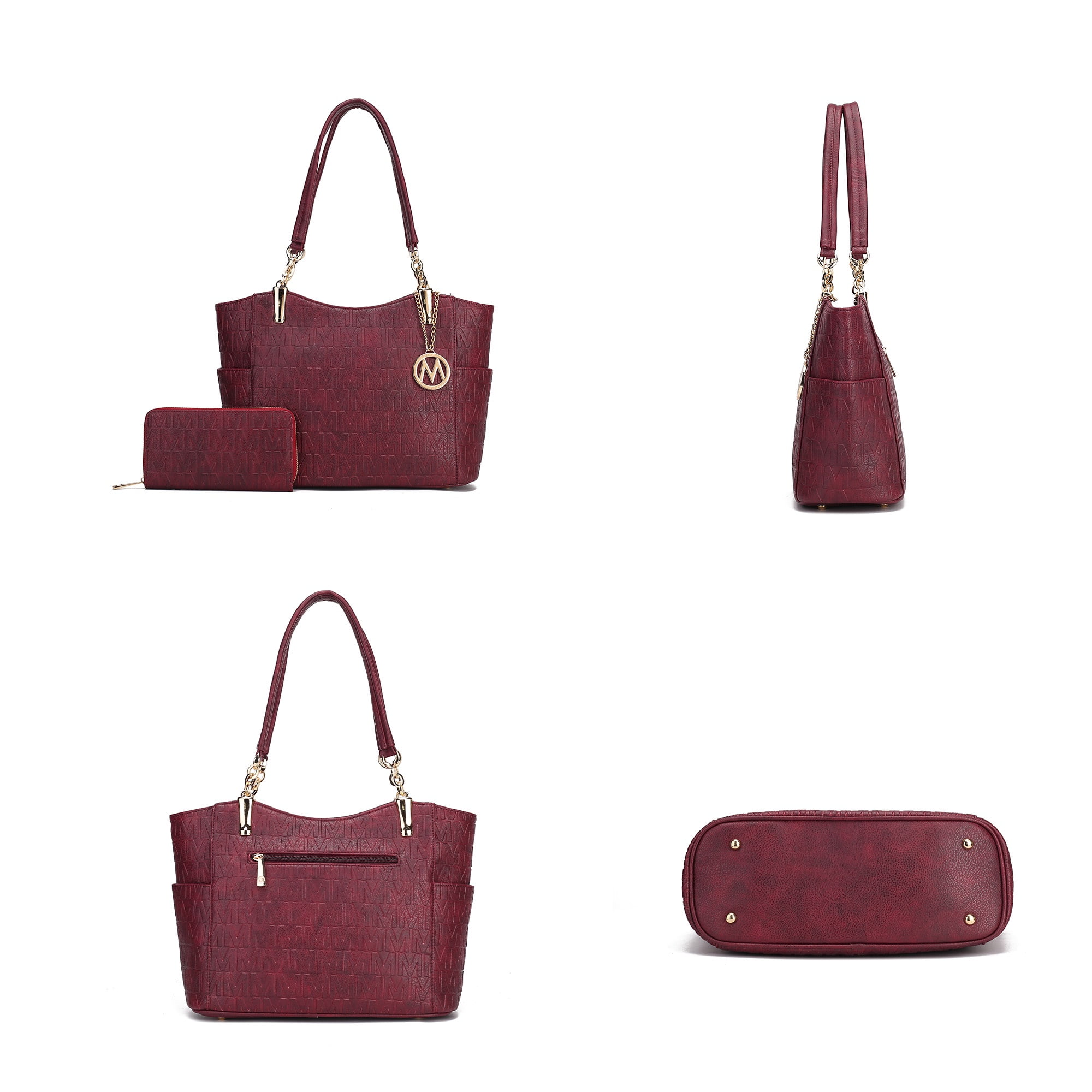 MKF Collection Allison Women's Tote Bag and Wallet Set, Vegan Leather Handbag Purse For Travel and Work By Mia K. -,Navy