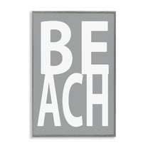 Stupell Industries Beach Word on Grey Typography Painting Gray Framed Art Print Wall Art, 20 x 30