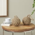 thumbnail image 2 of 5"W, 6"H Brown Cement Stone Handmade Woven Layered Orb Knot Sculpture with Handles, by DecMode (2 Count), 2 of 10