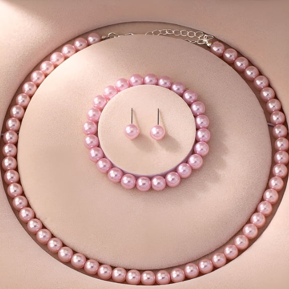 DESIGNICE 8mm Multiple Colors Faux Hand Knotted Glass Imitation Pearls Beads Necklace Earring Bracelet Jewelry Set for Women
