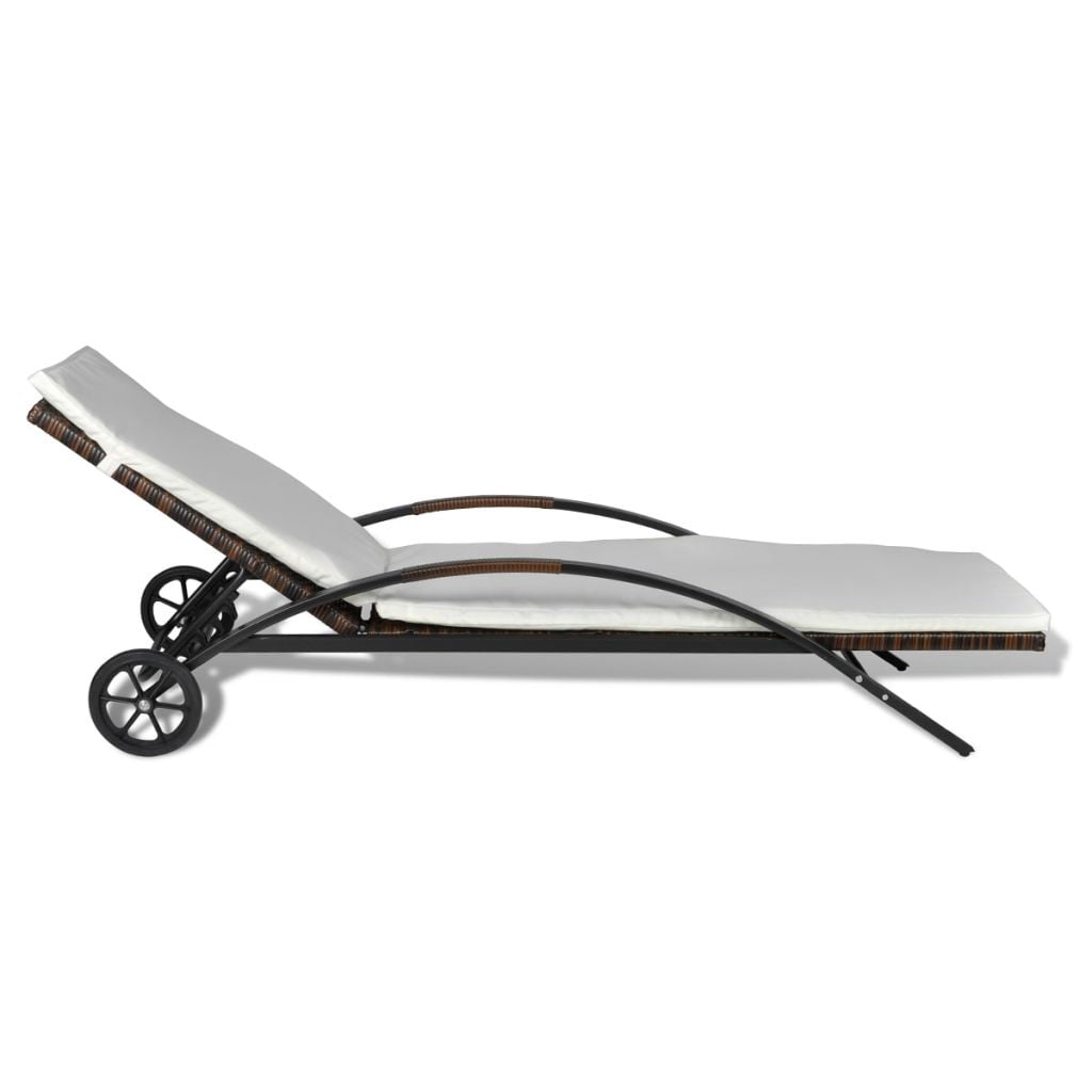 Lowestbest Patio Chaise, Portable Adjustable Backrest Lounge Chair with Cushion and Wheels Lowestbest Patio Chaise, Portable Adjustable Backrest Lounge Chair with Cushion and Wheels