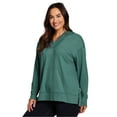 thumbnail image 3 of RBX Active Women's Plus Size V-Neck French Terry Hoodie Tunic Sweatshirt, 3 of 5
