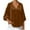 Coffee, variant on Women's 3/4 Sleeve Striped Loose Fit Top Casual Pullover Blouse Soft Nylon Spandex
