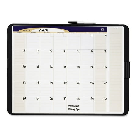 Quartet Tack & Write Monthly Calendar Board, 17 x 11, White Surface, Black Frame