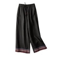 thumbnail image 2 of Aimik Women Solid Color Embroidery Art Style Plus Size Long Pants Summer Fashion Flowing Double Layer Thin Wide Leg Pants, 2 of 5