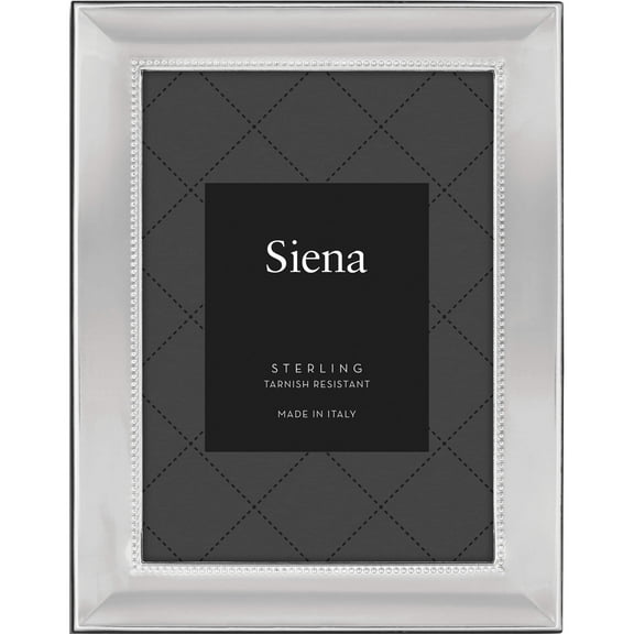Fashion Bilaminate Sterling Silver Beaded 8X10 Photo Frame (10 X 10) Made In Italy gm19959