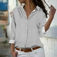 thumbnail image 2 of cfhntfmh Women's Button down Shirts Lounge Striped Print Long Sleeve Collared Blouses Fall Loose Work Tops, 2 of 4
