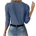 thumbnail image 4 of RYRJJ Women's V Neck Waffle Knit Henley Tops Casual Loose Long Sleeve Soft Comfy Pullover Sweater Blouses(Navy,L), 4 of 8