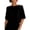 Black, variant on Womens Pullover Tops Loose Fit Crewneck Side Slit Half Sleeve Cropped Length Lightweight Jersey Knit Summer Casual Blouse Style Shirts White S