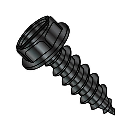 

1/4-14X1/2 Slotted Indented Hex Washer Self Tapping Screw Type A B Fully Threaded Black Oxide (Pack Qty 4 000) BC-1408ABSWB