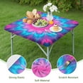 thumbnail image 4 of Pink Blue Tie Dye Flower Pattern Square Fitted Tablecloth with Elastic Edge,Square Table Cover,Washable Elastic Table Cover for Home Kitchen Party Decor 34"x34", 4 of 6