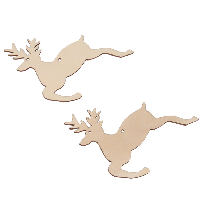 20pcs Christmas Reindeer Wood Patches Christmas Wood Chips