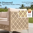 thumbnail image 2 of SUMMIT LIVING 4-Piece Outdoor Patio Conversation Set-All-Weather Rattan 4-Seat Sofa & 2 Armless Chairs with Washable Cushions & Acacia Wood Top Coffee Table for Porch & Balcony, Beige, 2 of 9